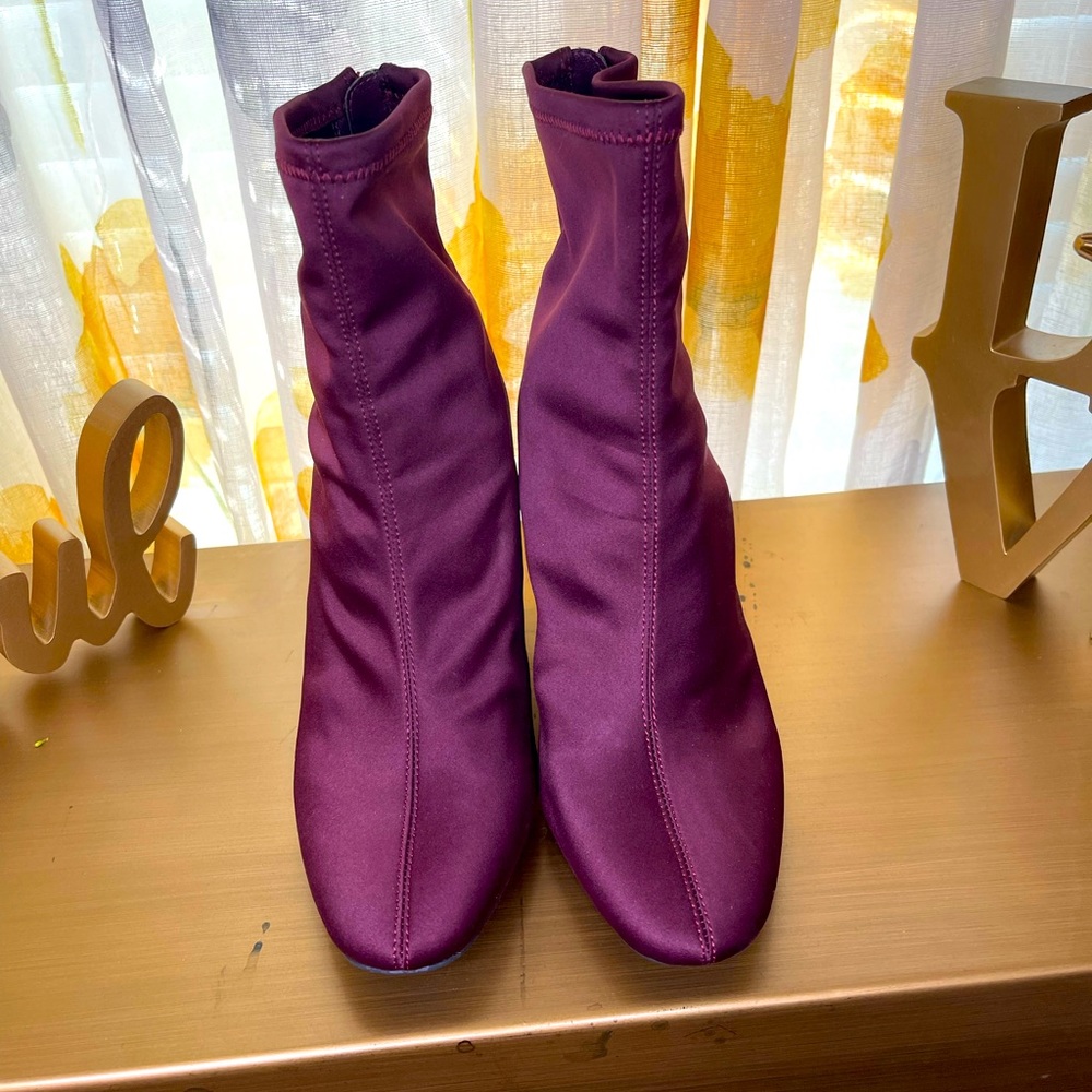Jessica Simpson Burgundy Satin Shoe Boots